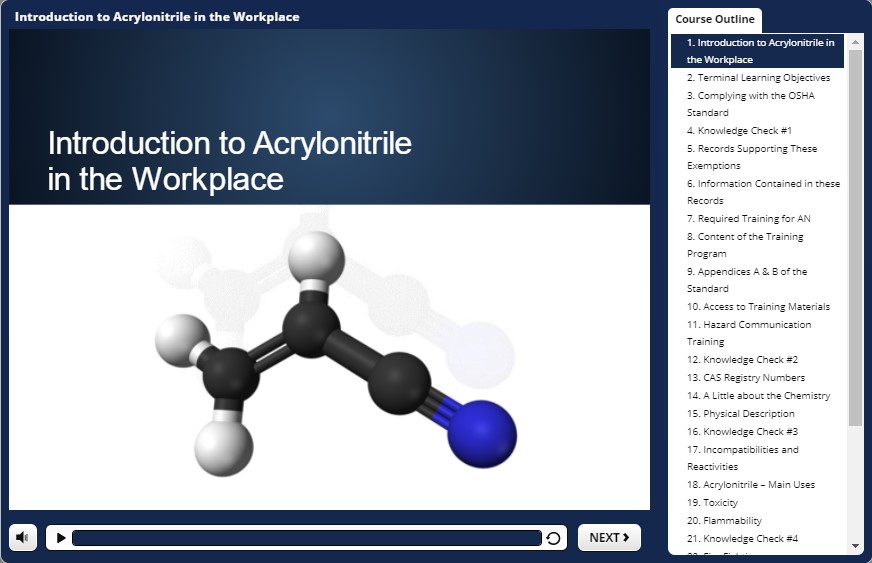 Acrylonitrile in the Workplace Safety Training Demo