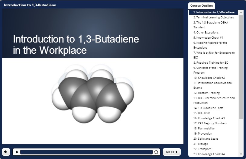 Training demo for Butadiene in the Workplace