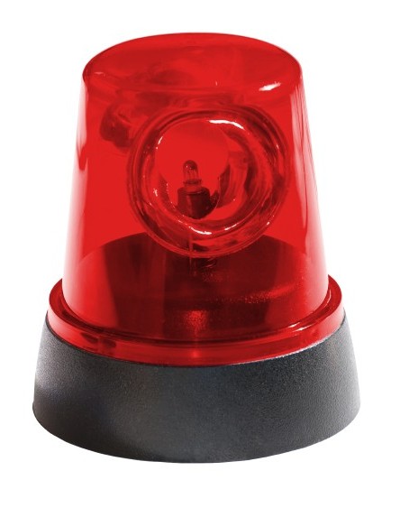 A red light that is on top of the floor.