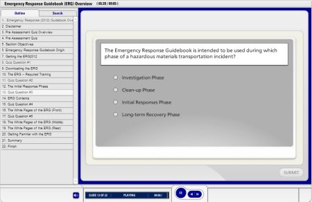 A screen shot of the emergency response handbook.