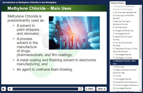 A screen shot of an interactive lesson on chloride.